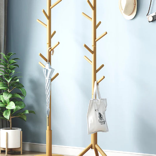 Solid Wood Floor Coat Hanger Bedroom Home Vertical