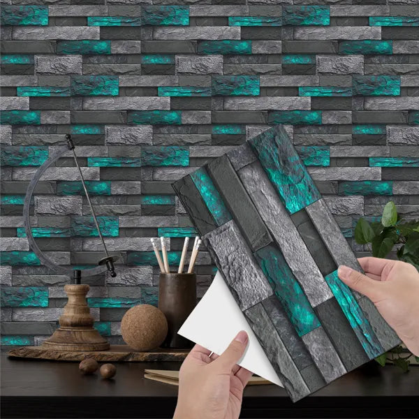 Modern Green Marble Stone Tile Peel And Stick Wallpaper Removable Self-Adhesive Wall Sticker Wallpaper PVC Home Decoration