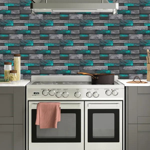 Modern Green Marble Stone Tile Peel And Stick Wallpaper Removable Self-Adhesive Wall Sticker Wallpaper PVC Home Decoration