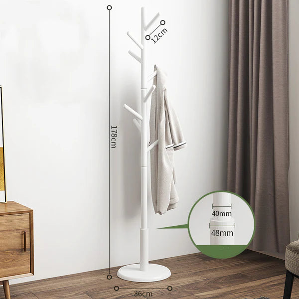 Solid Wood Floor Coat Hanger Bedroom Home Vertical