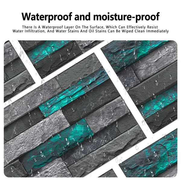 Modern Green Marble Stone Tile Peel And Stick Wallpaper Removable Self-Adhesive Wall Sticker Wallpaper PVC Home Decoration